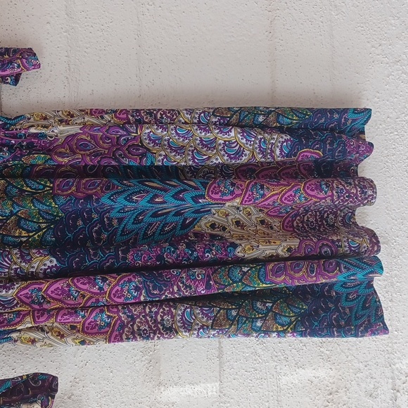 Cristinalove 2X Paisley Peacock Dress, Deep V-neck, 3/4 Sleeve, Stretchy, New - Picture 8 of 16